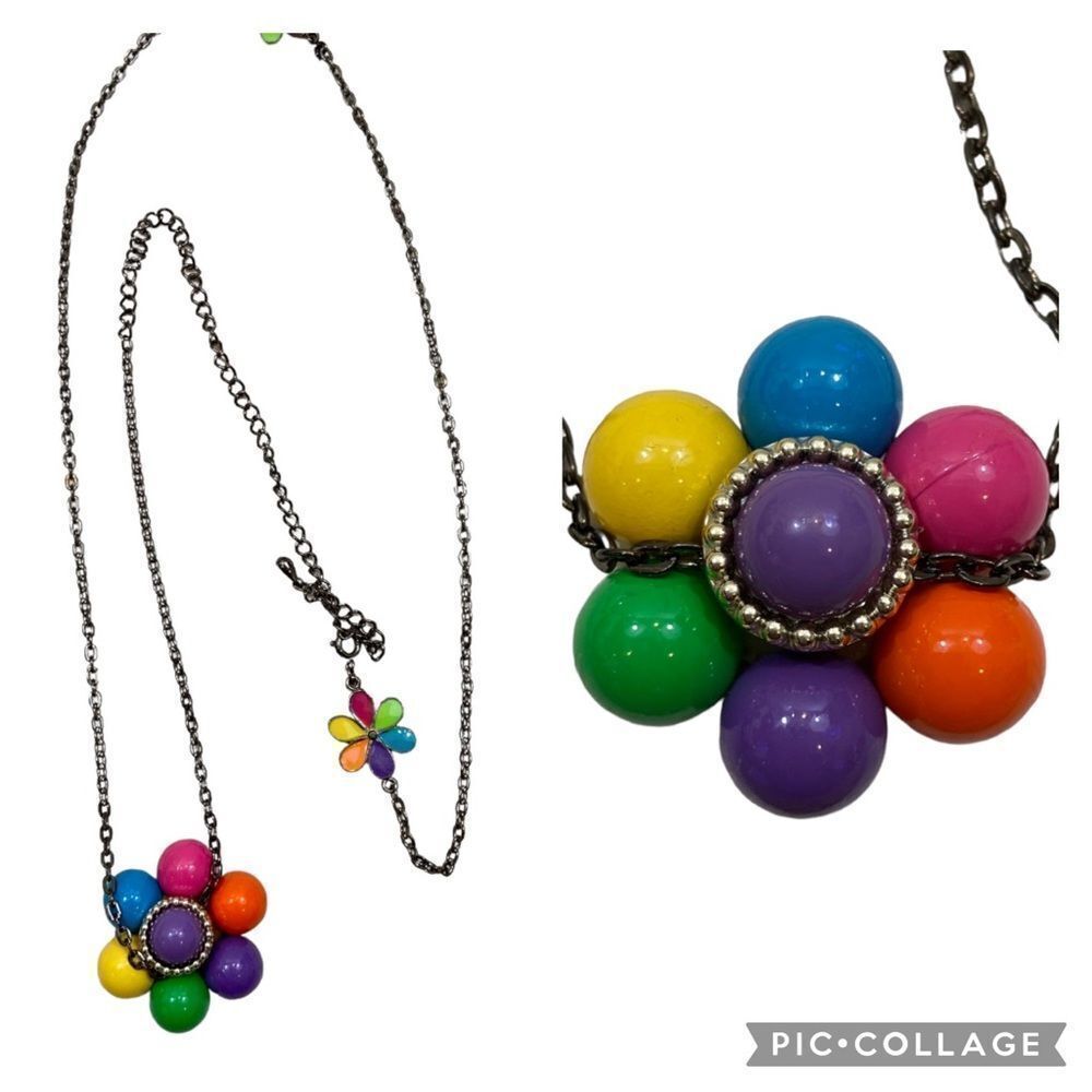 Ladies Long Flower Pendant Bronze or Antiqued Gold Necklace